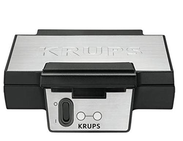 Krups Waffeleisen FDK251, Doppelwaffeleisen, 2 Belgische Waffeln gleichzeitig, Antihaftbeschichtete Platten, für rechteckige, sicher dank isoliertem Griff, 850W, 6x12x12cm, Schwarz im Sale